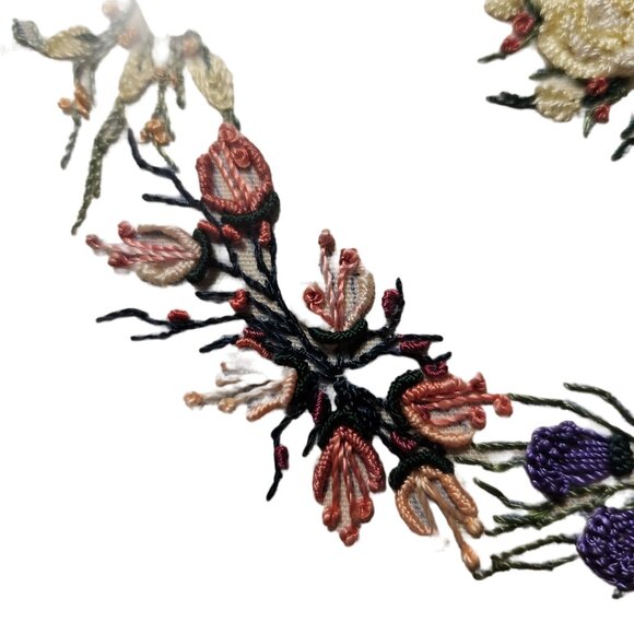 Vintage Framed Floral Embroidery Artwork - Picture 6 of 9